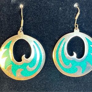 Vintage Alpaca Crushed Turquoise Earrings